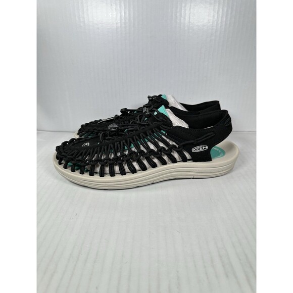 Size 10 Keen Uneek Black Tan Bright Aqua Mens Sport Sandals Shoes NEW